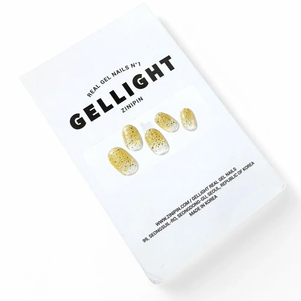 Zinipin Gellight Semi Cured Gel Nail Strips Goldway CB00071 Gold Glitter Dots